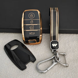 TPU Car Key Cover Fit for KIA Carens | Carnival | Seltos | Sonet (4 Button Smart Key)