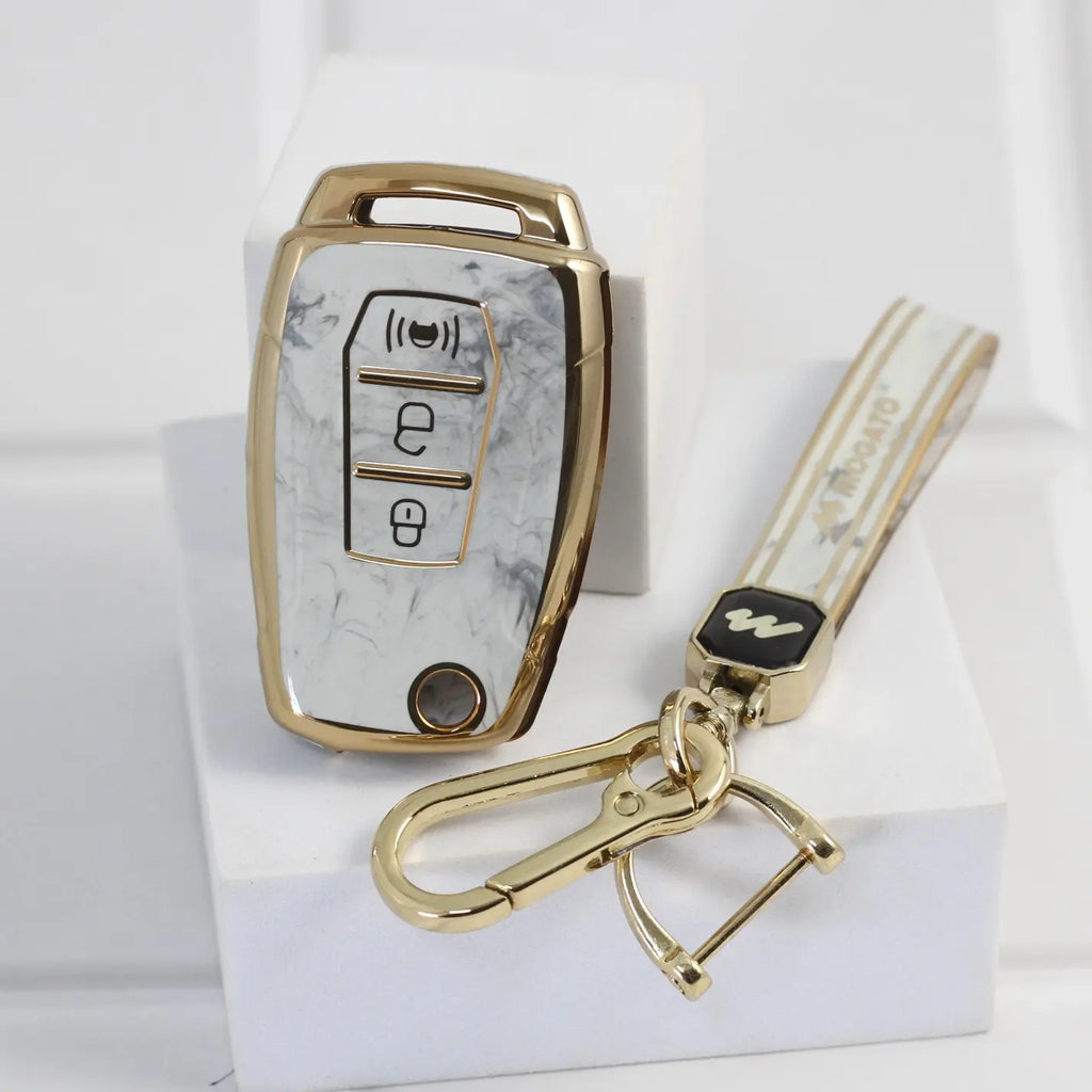 Marble TPU Car Key Cover Fit for Mahindra XUV-300 Flip Key