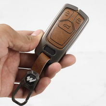 Load image into Gallery viewer, Metal Alloy Leather Key case for AUDI 3 Button Smart Key (TAN)