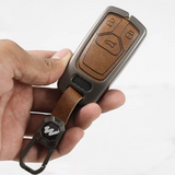 Metal Leather Key case for Audi A3 | A4 | A5 | Q3 | Q7 | Q5 | Q8 - (3 Button Smart Key)