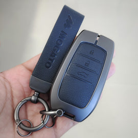 Metal Alloy Leather Key case for Toyota Innova Hycross | Fortuner | Innova Crysta Smart Key (3 Button Smart Key)