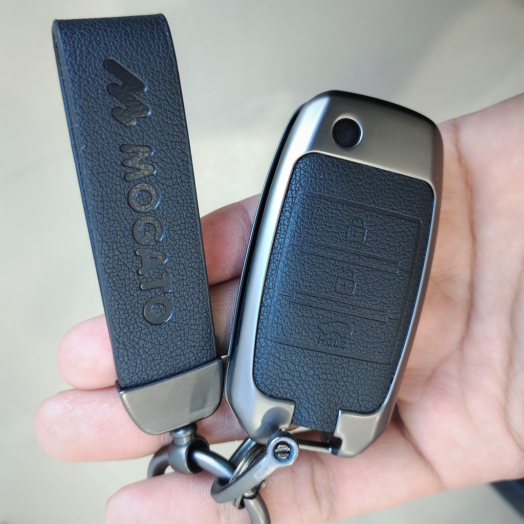 Metal Alloy Leather Key case for KIA 3 Button Flip Key