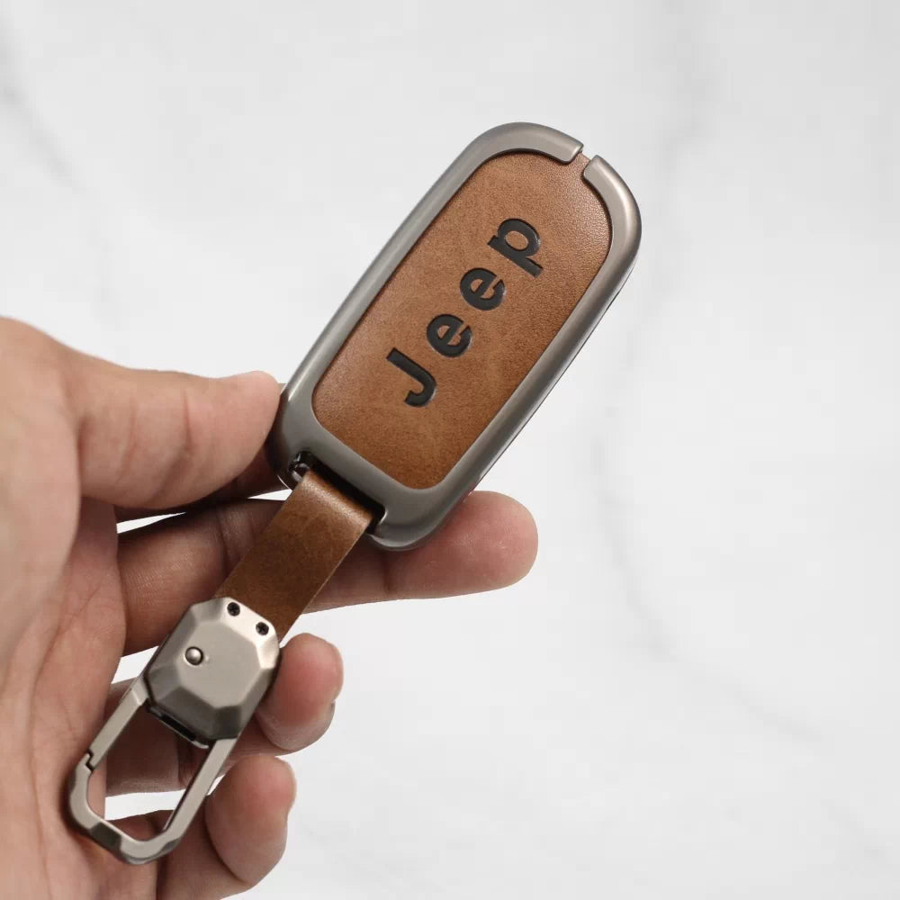 Metal Alloy Leather Key case for Jeep Compass Smart Key