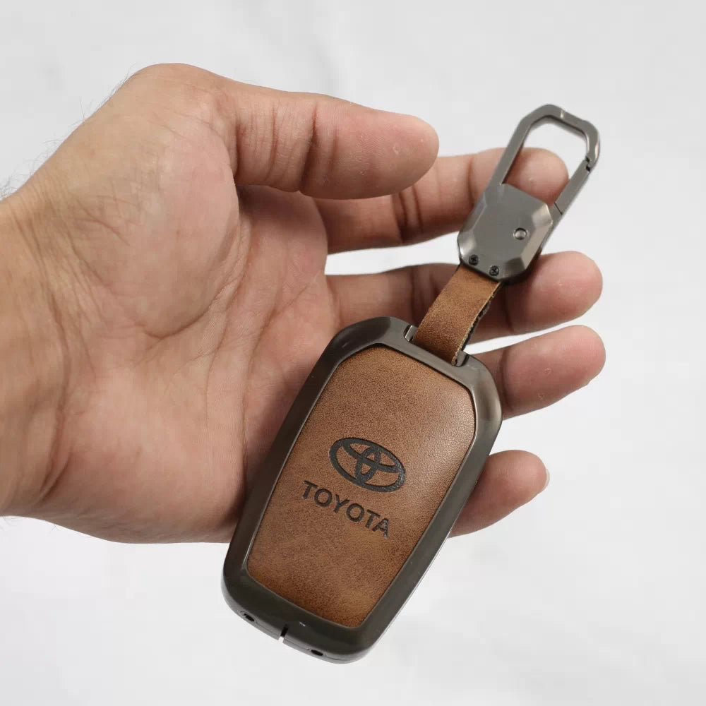 Metal Alloy Leather Key case for Toyota 2 Button Smart Key