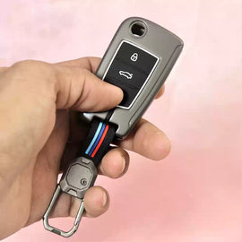 Metal Silicon Alloy Key case for Skoda Kushaq | Skoda Kodiaq | Skoda Slavia | Octavia | Volkswagen Tiguan | Volkswagen Virtus | New Polo | New Vento 3 Button Flip Key