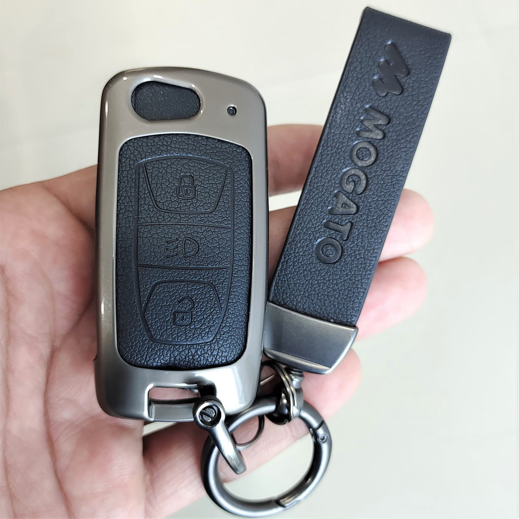 Metal Alloy Leather Key case for TATA 3 Button Flip Key
