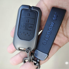 Metal Alloy Leather Key case for Honda Civic | New Amaze | New Honda city 3 Button Smart Key