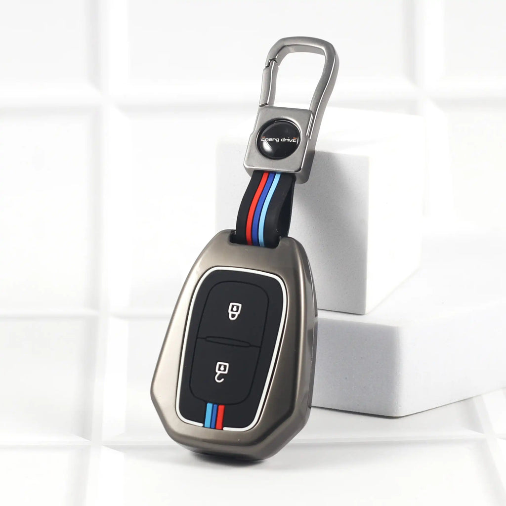 Metal Silicon Key Cover Fit for Renault Triber | Kiger | Kwid | Duster | Terrano| Magnite | Datsun RediGO - 2 Button
