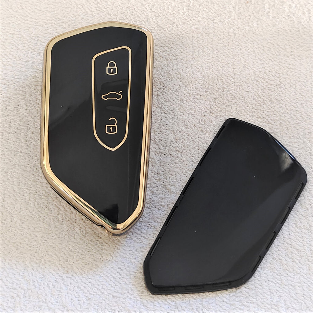 TPU Car Key Cover Fit for Skoda Octavia | Volkswagen Virtus 3 Button Smart Key