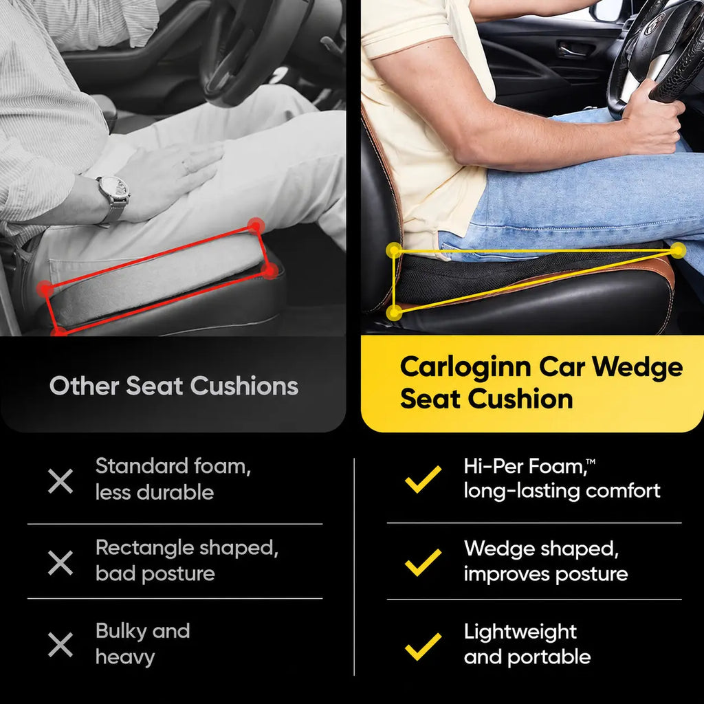 Car Seat Cushion | Sciatica Relief | High-Density Memory Foam Seat Cushion for Driving | Universal Fit