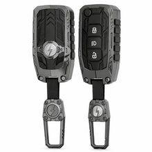 Load image into Gallery viewer, Carloginn Premium Metal Black Transformer Series Soft Silicon Key Cover for Tata 3 Button Flipkey