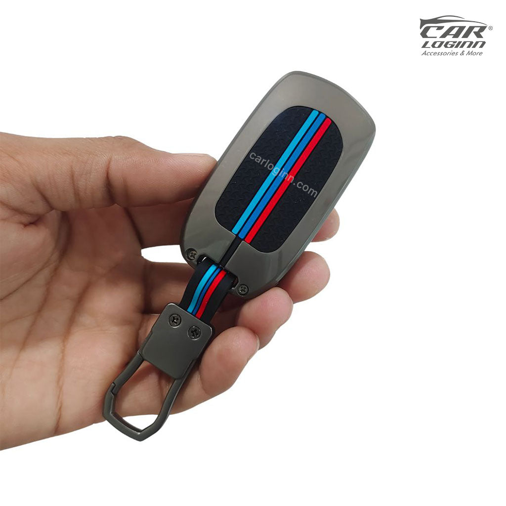 Metal Silicon Car Key Case Fit for MG Hector 3 button flip key