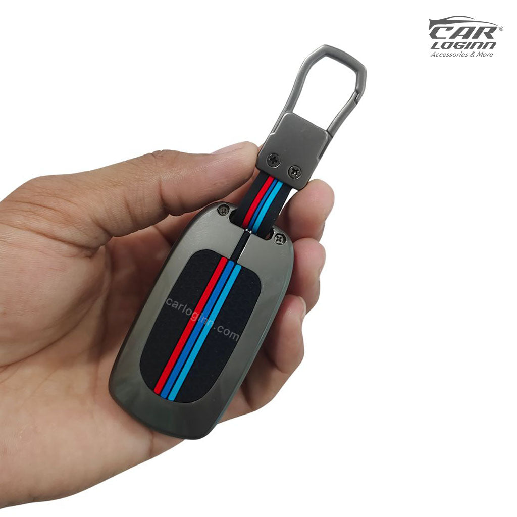 Metal Silicon Car Key Case Fit for MG Hector 3 button flip key