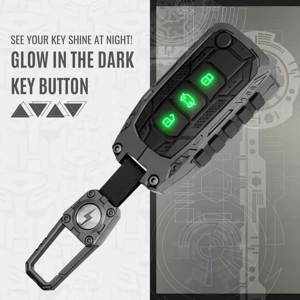 Carloginn Premium Metal Black Transformer Series Soft Silicon Key Cover for Tata 3 Button Flipkey