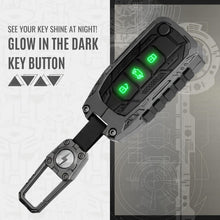 Load image into Gallery viewer, Carloginn Premium Metal Black Transformer Series Soft Silicon Key Cover for Tata 3 Button Flipkey