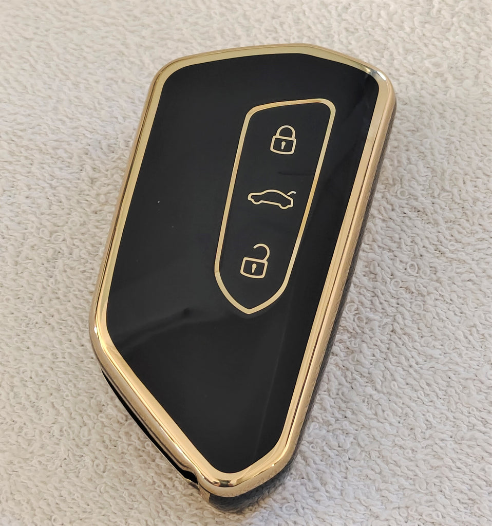 TPU Car Key Cover Fit for Skoda Octavia | Volkswagen Virtus 3 Button Smart Key