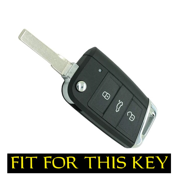 Metal Alloy Leather Key case for Skoda/Volkswagen 3 Button Flip Key