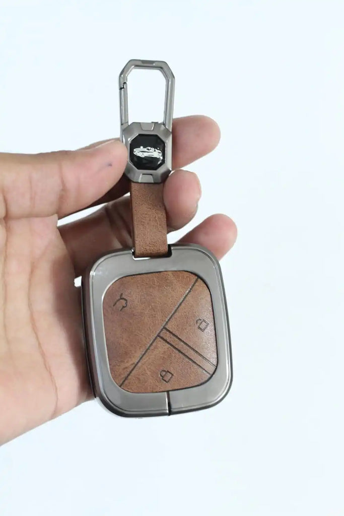 Metal Leather Car Key Case for MG COMET EV Electric 3 Button Smart Key