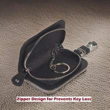 Load image into Gallery viewer, Carloginn Pure Leather Key Holder Pouch with Zipper | Suitable for All Cars | Smart Car Keychain Holder | Auto Remote Keyring Pouch