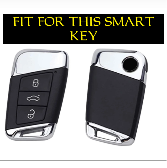 Metal Alloy Leather Key case for Skoda/Volkswagen 3 Button Smart Key