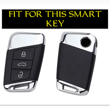 Load image into Gallery viewer, Metal Alloy Leather Key case for Skoda/Volkswagen 3 Button Smart Key