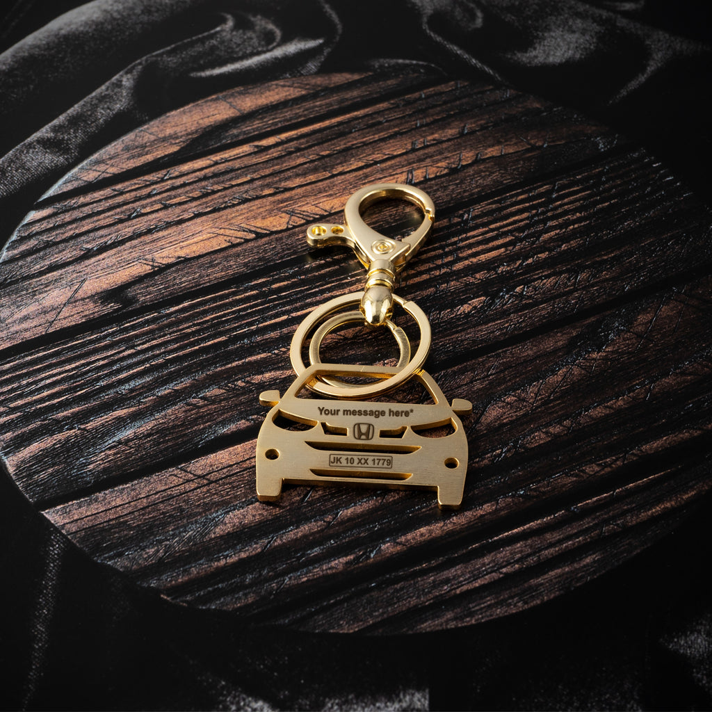Honda WR-V Stainless Steel Customized Car Keychain with Custom Number Plate and Message