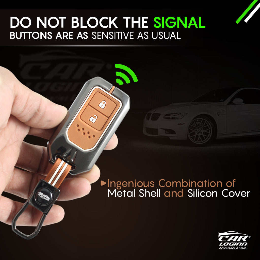 Metal Zinc Soft Silicon Key Case for Honda Amaze | Jazz | Honda City | BR-V| CR-V | WR-V | Civic (2 Button )