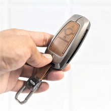 Load image into Gallery viewer, Metal Leather Car Key Cover for Ford Ecosport | Endeavour | Freestyle | Aspire | Figo (2 button)