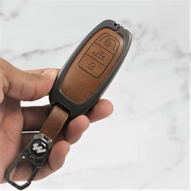Metal Leather Key case for AUDI A3 | A4 | A5 | Q3 | Q5 | Q7 | Q8 - (3 Button)