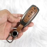 Metal Alloy Leather Key case for MARUTI SUZUKI 2 & 3 Button Smart Key (TAN)