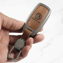 Load image into Gallery viewer, Metal Leather Key case for Volkswagen Jetta | Vento | Polo | Ameo &amp; Skoda Rapid | Yeti | Superb | Laura | Fabia | Octavia - (3 Button)
