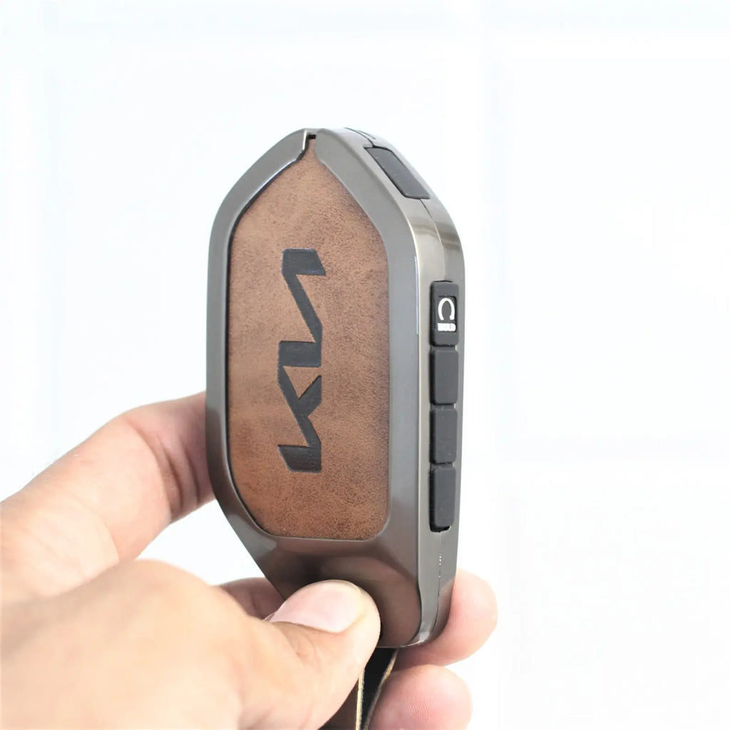 Metal Leather key Case for Kia New Seltos 2026 | Syros | EV6 EV9 - 4 Button Smart Key