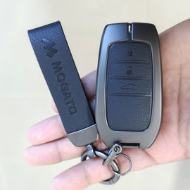 Metal Alloy Leather Key case for Toyota Innova Hycross | Fortuner | Innova Crysta Smart Key (3 Button Smart Key)