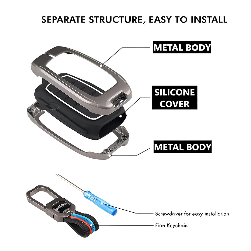 Kia Syros Luxury Premium Metal Silicon Car KeyCover ( 4 Button )