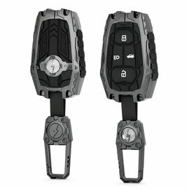 Premium Metal Black Transformer Series Soft Silicon Key Cover for Tata 4 Button Smart Key
