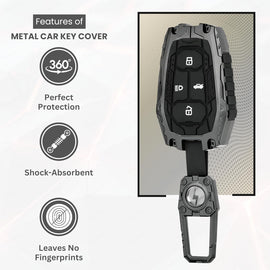 Premium Metal Black Transformer Series Soft Silicon Key Cover for Tata 4 Button Smart Key