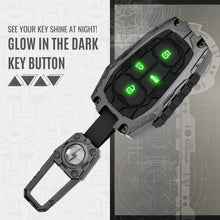 Load image into Gallery viewer, Premium Metal Black Transformer Series Soft Silicon Key Cover for Tata 4 Button Smart Key