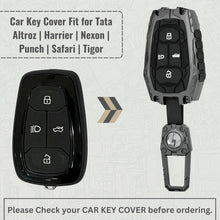Load image into Gallery viewer, Premium Metal Black Transformer Series Soft Silicon Key Cover for Tata 4 Button Smart Key