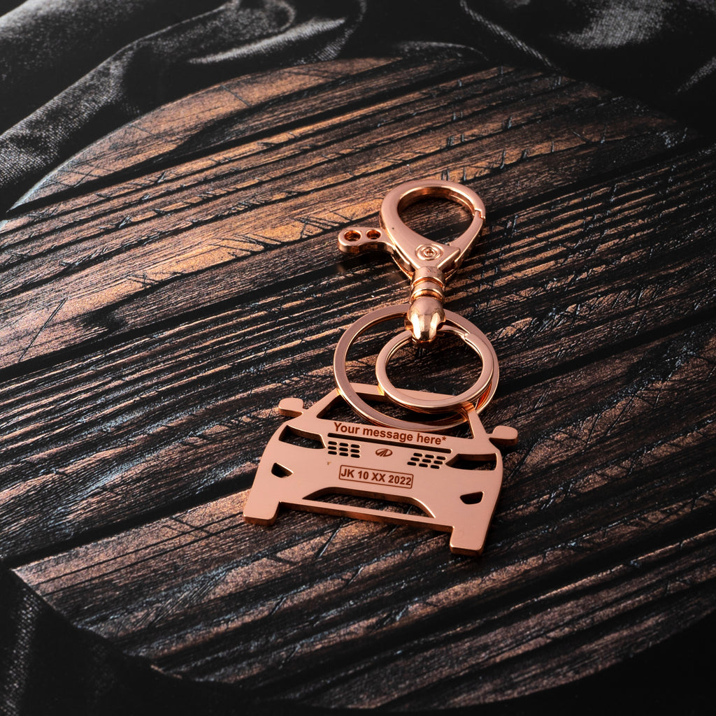 Mahindra XUV 300 Stainless Steel Customized Car Keychain with Custom Number Plate and Message