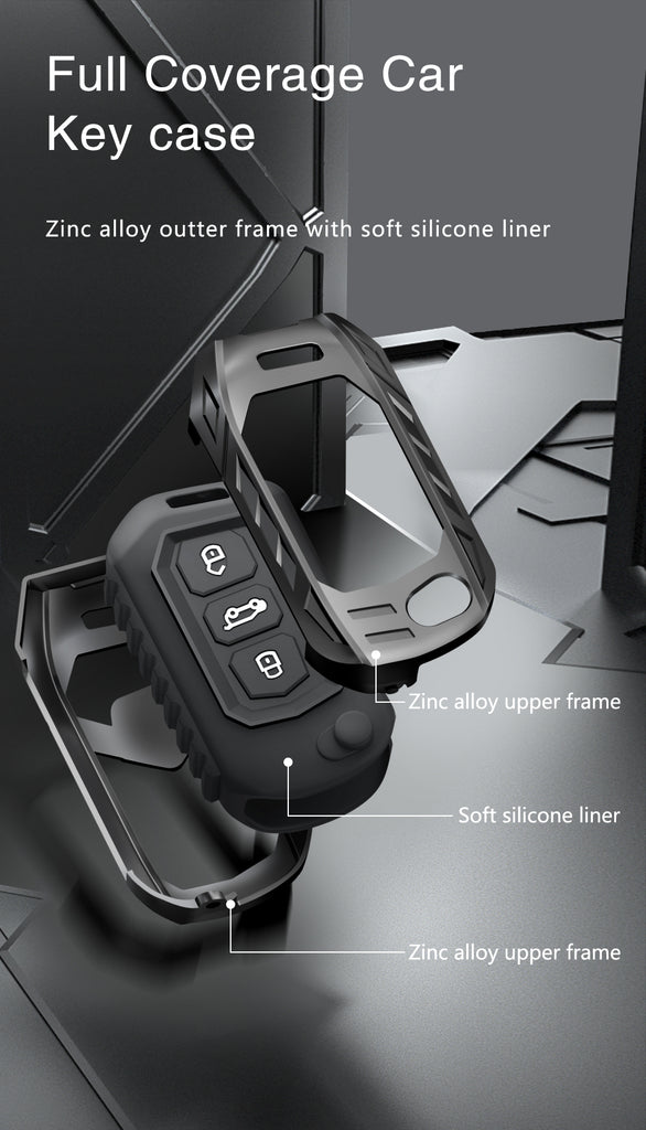 Carloginn Premium Metal Black Transformer Series Soft Silicon Key Cover for Mahindra 3 Button Flipkey