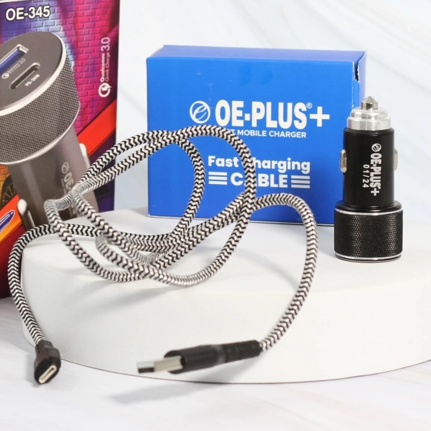 OE-PLUS® 36 W PD & USB Fast Car Charger | Qualcomm 3.0 Quick Charge | Type C Cable | For Mobile, Tablet & Digital Products