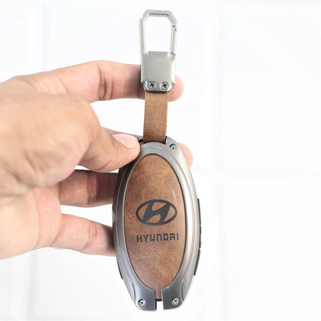 Metal Leather Car Key case for Hyundai New Venue facelift