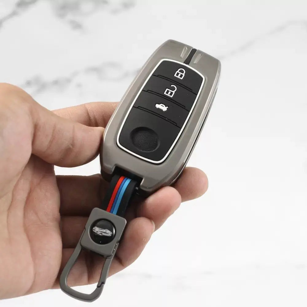Metal Silicon Key case for Toyota Innova Hycross | Fortuner | Innova Crysta (3 Button Smart Key)