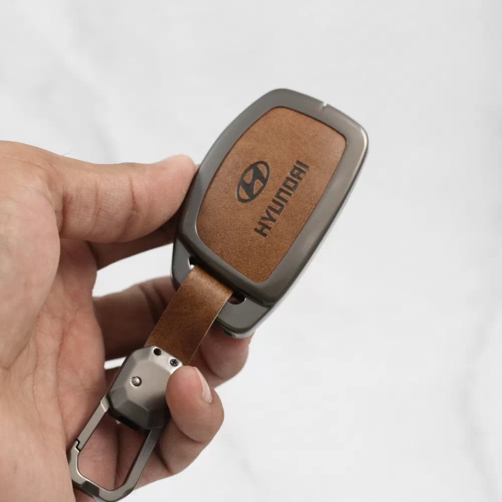 Metal Alloy Leather Key case for Hyundai 4 Button Smart Key