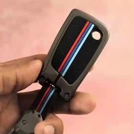 Metal Silicon Key case for Skoda Kushaq | Kodiaq | Slavia | Octavia | Volkswagen Tiguan | Virtus | New Polo | New Vento - 3 Button Flip Key