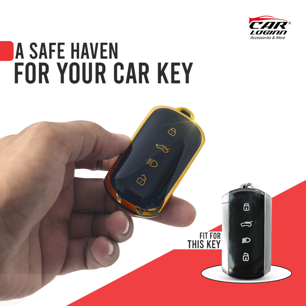 TPU Car Key Cover Fit for Tata Curvv | Curvv EV Electric | Sierra | Safari | Harrier | 4 Button Smart Key