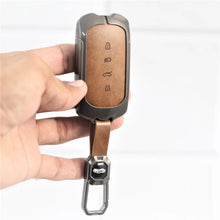 Load image into Gallery viewer, Metal Leather Car Key Cover for Tata Curvv | Curvv EV Electric | Sierra | Safari | Harrier | 4 Button Smart Key