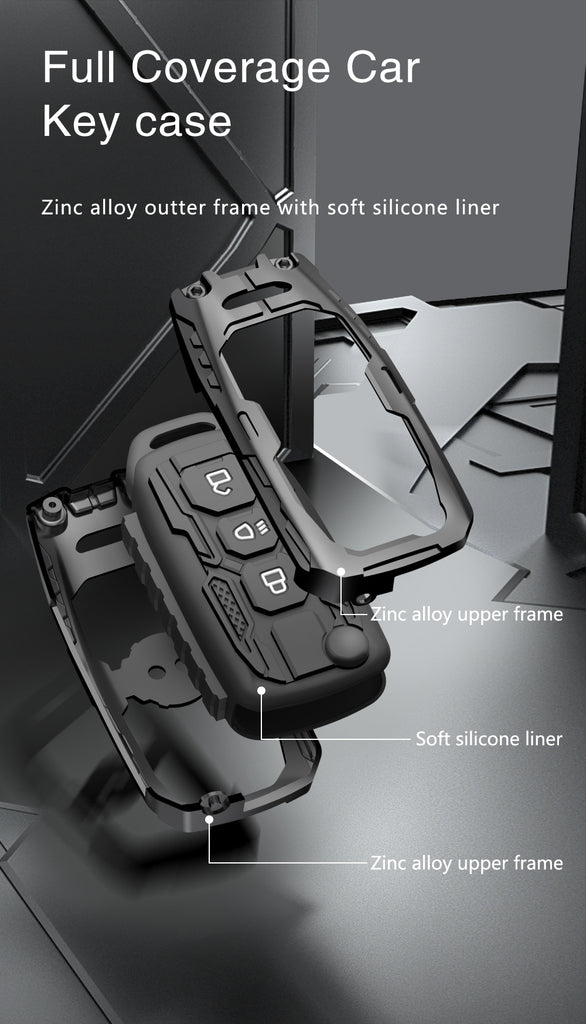 Carloginn Premium Metal Black Transformer Series Soft Silicon Key Cover for Tata 3 Button Flipkey