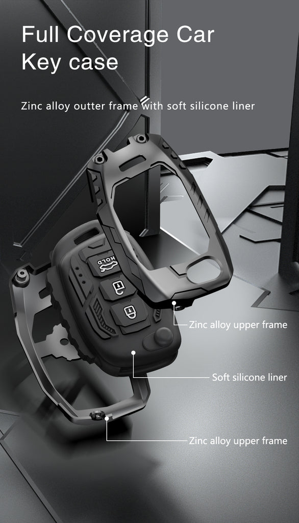 Carloginn Premium Metal Black Transformer Series Soft Silicon Key Cover for Hyundai 3 Button Flipkey