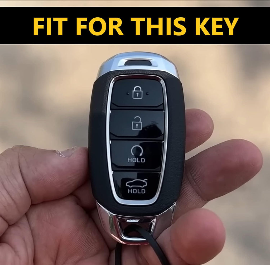 Metal Silicon Key Case for Hyundai New Verna Facelift 2023 (4 Button Smart Key)